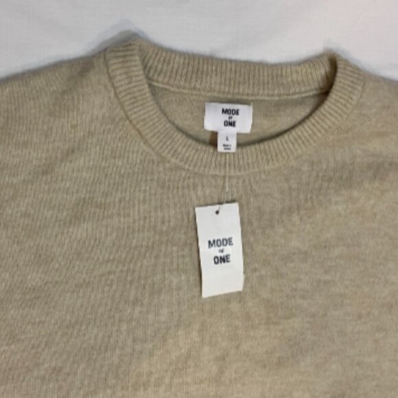 Mode of One Men's Relaxed-Fit Cozy Sweater Dark Ecru Size L - Picture 3 of 5